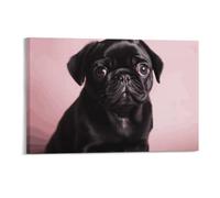 STVNKML Cute Black Pug Wall Art for Living Room Boho Decor