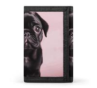 STVNKML Cute Black Pug Wallet Men's Trifold Wallet And Coin Pocket Slim Card Holder Wallet for Men Money Clip