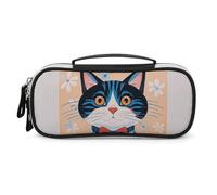 STVNKML Cute Cheshire Cat Pencil Case - PU Leather Pencil Bag Multifunctional Zipper Pouch Bags Small Makeup & Stationery Organizer for Office, Travel, Men & Women (8.3x4.3x1.8in