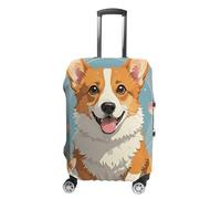 STVNKML Cute Corgi Dog Illustration Suitcase Covers for Luggage - Elastic Luggage Cover Protector, Double-sided Washable Suitcases Sleeve for 19-32 Inch Luggage, white, M, Cute Corgi Dog Illustration