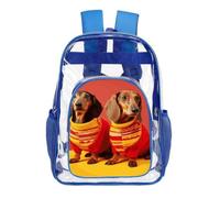 STVNKML Cute Dachshund Clear Backpack Heavy Duty PVC Transparent Bag, Blue