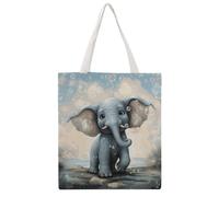 STVNKML Cute Elephant Play Bubbles Canvas Tote Bag for Women Cute Stylish Shoulder Bag Reusable Shopping Bags for Daily
