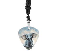 STVNKML Cute Elephant Play Bubbles Guitar Pick Holder Necklace Stainless Steel Music Pendant with Adjustable 60cm Cord Functional Jewelry for Guitarists & Music Lovers, Unisex Hip Hop Punk Accessory