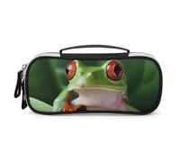 STVNKML Cute Frog Pencil Case - PU Leather Pencil Bag Multifunctional Zipper Pouch Bags Small Makeup & Stationery Organizer for Office, Travel, Men & Women (8.3x4.3x1.8in