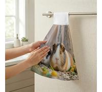 STVNKML Cute GuineaPig Hanging Kitchen Towels with Loop, Set of 2 - Soft Super Absorbent Decorative Hanging Dish & Hand Towel, Tea, Coffee Towel for Kitchen Bathroom Oven Handle