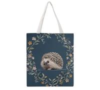 STVNKML Cute Little Hedgehog Canvas Tote Bag for Women Cute Stylish Shoulder Bag Reusable Shopping Bags for Daily