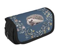 STVNKML Cute Little Hedgehog Pencil Case Organizer - Large Capacity 3 Compartment Pencil Pouch for Adults, Portable Makeup Bag & Aesthetic Stationery Bag with Zipper (8.7x4.3) Unisex Gift