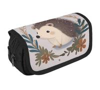 STVNKML Cute Little Hedgehog Pencil Case Organizer - Large Capacity 3 Compartment Pencil Pouch for Adults, Portable Makeup Bag & Aesthetic Stationery Bag with Zipper (8.7x4.3) Unisex Gift