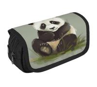 STVNKML Cute Little Panda Pencil Case Organizer - Large Capacity 3 Compartment Pencil Pouch for Adults, Portable Makeup Bag & Aesthetic Stationery Bag with Zipper (8.7x4.3) Unisex Gift