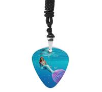 STVNKML Cute Mermaid Tail Guitar Pick Holder Necklace Stainless Steel Music Pendant with Adjustable 60cm Cord Functional Jewelry for Guitarists & Music Lovers, Unisex Hip Hop Punk Accessory
