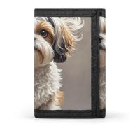 STVNKML Cute Otters Slim Wallets for Men Money Clip Card Holder Wallet Men's Trifold Wallet And Coin Pocket, Shih Tzu Dog, One Size, Modern