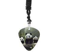 STVNKML Cute Panda Guitar Pick Holder Necklace Stainless Steel Music Pendant with Adjustable 60cm Cord Functional Jewelry for Guitarists & Music Lovers, Unisex Hip Hop Punk Accessory