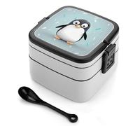 STVNKML Cute Penguin Bento Box with Spoon & Handle - 2 Compartment Leak-Proof Stackable Lunch Box for Adults, BPA-Free Reusable Food Containers for Work, Travel, Picnic