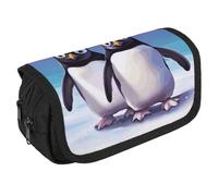 STVNKML Cute Penguin Pencil Case Organizer - Large Capacity 3 Compartment Pencil Pouch for Adults, Portable Makeup Bag & Aesthetic Stationery Bag with Zipper (8.7x4.3) Unisex Gift
