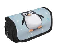 STVNKML Cute Penguin Pencil Case Organizer - Large Capacity 3 Compartment Pencil Pouch for Adults, Portable Makeup Bag & Aesthetic Stationery Bag with Zipper (8.7x4.3) Unisex Gift