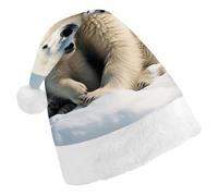STVNKML Cute Polar Bear Santa Hat for Adults Christmas Hat Xmas Santa Hats Cap for Costumes Holiday Party Supplies