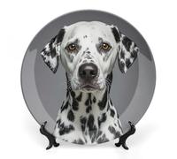 STVNKML Dalmatian Bone China Decorative Plate Custom Photo Ceramic Decorative Plates Dishes with Display Stand Personalized Bone China Decorative Plate with Memorial Gifts for Home Bedroom