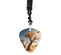 STVNKML Desert Poplars Guitar Pick Holder Necklace Stainless Steel Music Pendant with Adjustable 60cm Cord Functional Jewelry for Guitarists & Music Lovers, Unisex Hip Hop Punk Accessory