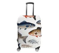 STVNKML Different Fish Suitcase Covers for Luggage - Elastic Luggage Cover Protector, Double-sided Washable Suitcases Sleeve for 19-32 Inch Luggage, white, M, Different Fish