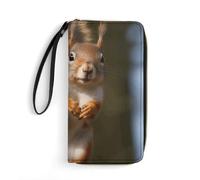 STVNKML Doberman Womens Wallet Leather Coin Purse Clutch Wristlet Travel Long Wallets Card Organizer, Squirrel Funny Animal, 19.7x10.5cm