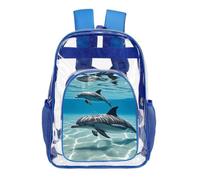 STVNKML Dolphins Clear Backpack Heavy Duty PVC Transparent Bag, Blue
