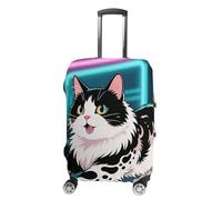 STVNKML Domestic Cat Suitcase Covers for Luggage - Elastic Luggage Cover Protector, Double-sided Washable Suitcases Sleeve for 19-32 Inch Luggage, white, Small, Domestic Cat