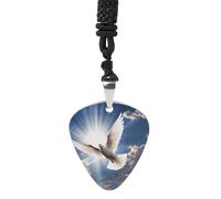 STVNKML Dove Sky Guitar Pick Holder Necklace Stainless Steel Music Pendant with Adjustable 60cm Cord Functional Jewelry for Guitarists & Music Lovers, Unisex Hip Hop Punk Accessory