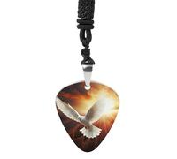 STVNKML Dove Sun Art Guitar Pick Holder Necklace Stainless Steel Music Pendant with Adjustable 60cm Cord Functional Jewelry for Guitarists & Music Lovers, Unisex Hip Hop Punk Accessory