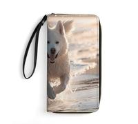 STVNKML Dragonfly Silhouette Womens Wallet Leather Coin Purse Clutch Wristlet Travel Long Wallets Card Organizer, Running on the Beach, 19.7x10.5cm, Modern