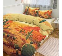 STVNKML Duvet Cover Queen Size - Ultra Soft Breathable 1 Duvet Cover 102"x90" & 2 Pillowcases (20x30), 3 Pieces Cactus at Sunset Bed Covers with Zipper Closure Double-Sided Bedding Set No Comforter