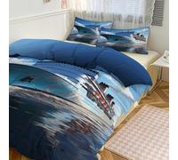 STVNKML Duvet Cover Queen Size - Ultra Soft Breathable 1 Duvet Cover 102"x90" & 2 Pillowcases (20x30), 3 Pieces Ocean Ferry Boat Bed Covers with Zipper Closure Double-Sided Bedding Set No Comforter
