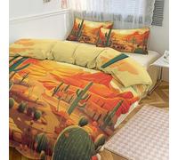 STVNKML Duvet Cover Queen Size - Ultra Soft Breathable 1 Duvet Cover 79"x90" & 2 Pillowcases (20x30), 3 Pieces Cactus at Sunset Bed Covers with Zipper Closure Double-Sided Bedding Set No Comforter