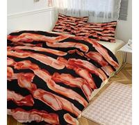 STVNKML Duvet Cover Queen Size - Ultra Soft Breathable 1 Duvet Cover 79"x90" & 2 Pillowcases (20x30), 3 Pieces Bacon Pattern Bed Covers with Zipper Closure Double-Sided Bedding Set No Comforter