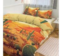 STVNKML Duvet Cover Queen Size - Ultra Soft Breathable 1 Duvet Cover 86"x70" & 2 Pillowcases (20x30), 3 Pieces Cactus at Sunset Bed Covers with Zipper Closure Double-Sided Bedding Set No Comforter