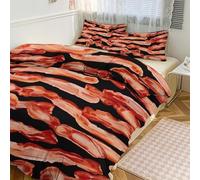 STVNKML Duvet Cover Queen Size - Ultra Soft Breathable 1 Duvet Cover 86"x70" & 2 Pillowcases (20x30), 3 Pieces Bacon Pattern Bed Covers with Zipper Closure Double-Sided Bedding Set No Comforter