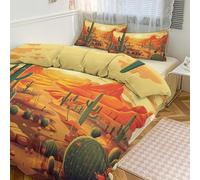 STVNKML Duvet Cover Queen Size - Ultra Soft Breathable 1 Duvet Cover 90"x90" & 2 Pillowcases (20x30), 3 Pieces Cactus at Sunset Bed Covers with Zipper Closure Double-Sided Bedding Set No Comforter