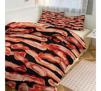 STVNKML Duvet Cover Queen Size - Ultra Soft Breathable 1 Duvet Cover 90"x90" & 2 Pillowcases (20x30), 3 Pieces Bacon Pattern Bed Covers with Zipper Closure Double-Sided Bedding Set No Comforter