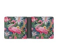STVNKML Earth And Moon Leather Bifold Wallet with 2 Hidden Pockets 6 Card Slots Slim Wallets for Cash, Cards, And ID, Flamingo Floral Pattern, One Size, Modern