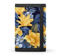 STVNKML Easter Eggs Slim Wallets for Men Money Clip Card Holder Wallet Men's Trifold Wallet And Coin Pocket, Blue Base Yellow Floral, One Size, Modern