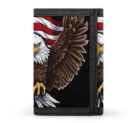 STVNKML Easter Eggs Slim Wallets for Men Money Clip Card Holder Wallet Men's Trifold Wallet And Coin Pocket, USA Flag Patriotic Eagle, One Size, Modern
