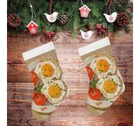 STVNKML Eggs and Tomatoes Personalized Christmas Stocking - 16.5 Inch Double-Sided Pattern Santa Stockings for Fireplace, Family Holiday Decor, Xmas Tree Hanging Sock with Gift Loop