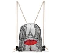 STVNKML Eiffel Tower Paris Red Umbrella Drawstring Backpack Sport Gym Bags Yoga Shopping Travel Casual Daypacks for Women Men