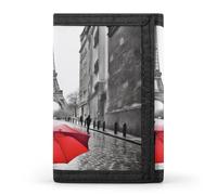 STVNKML Eiffel Tower Paris Red Umbrella Wallet Men's Trifold Wallet And Coin Pocket Slim Card Holder Wallet for Men Money Clip