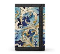 STVNKML Elegant Blue Gold Florentine Wallet Men's Trifold Wallet And Coin Pocket Slim Card Holder Wallet for Men Money Clip