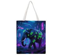 STVNKML Elephant Canvas Tote Bag for Women Cute Stylish Shoulder Bag Reusable Shopping Bags for Daily