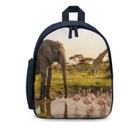 STVNKML Elephant, Flamingo, Giraffe Backpack 12.6 Inch Casual Daypack with Multi-Pockets BookBag for Daily Essentials, Blue, One Size