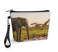 STVNKML Elephant, Flamingo, Giraffe Travel Makeup Bag Large Capacity Toiletry Bag with Handle - Waterproof PU Leather Cosmetic Organizer Bags