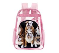 STVNKML English Bulldogs Clear Backpack Heavy Duty PVC Transparent Bag | Waterproof See Through Backpack with Padded Straps & Side Pockets for Concerts, Festivals, Travel, Security Check