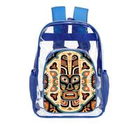 STVNKML Ethnic Totem Clear Backpack Heavy Duty PVC Transparent Bag, Blue