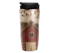 STVNKML Fall Country Barn Insulated Coffee Tumbler Reusable Plastic Iced Coffee Cup with Lid Double Walled Hot Coffee Travel Mug, BPA Free 12 Oz